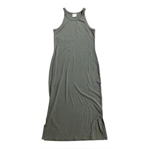 Richer Poorer large vintage rib‎ midi dress tank with slit vintage pale green